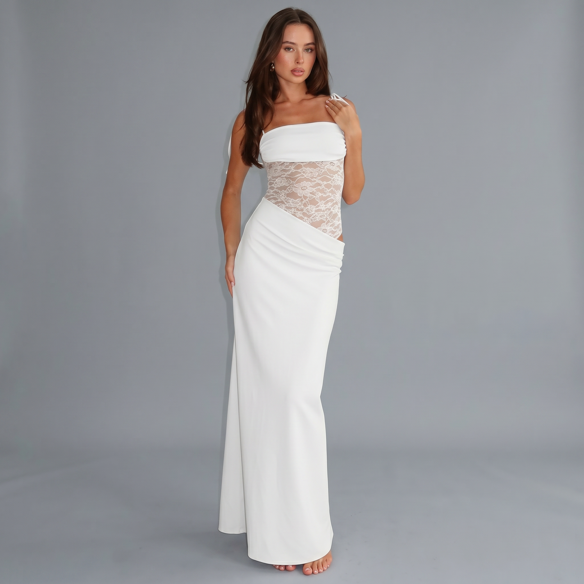 Slash Neck Midi Dress