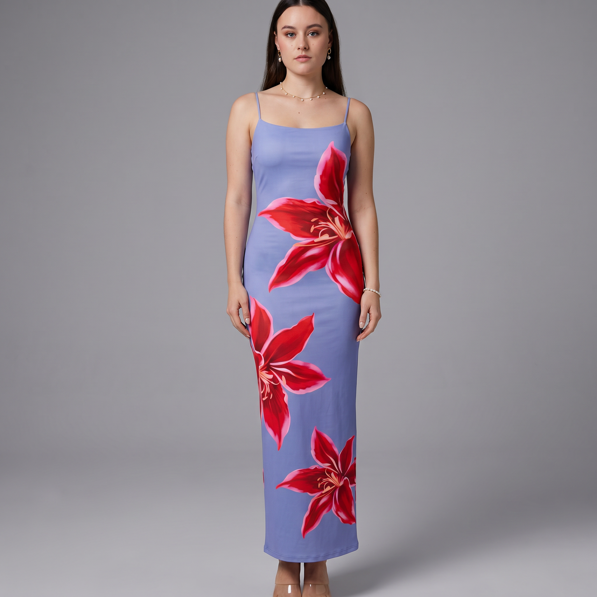 Printed A-Line Midi Dress
