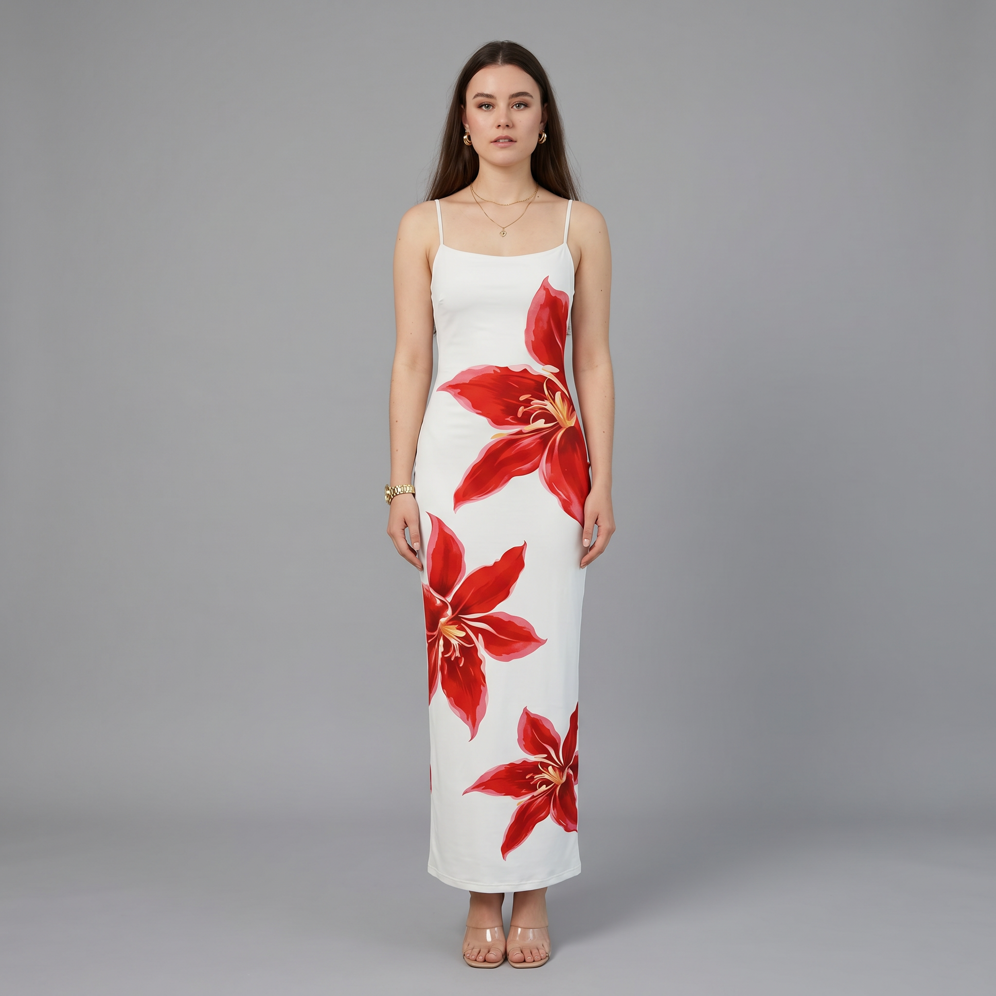 Printed A-Line Midi Dress