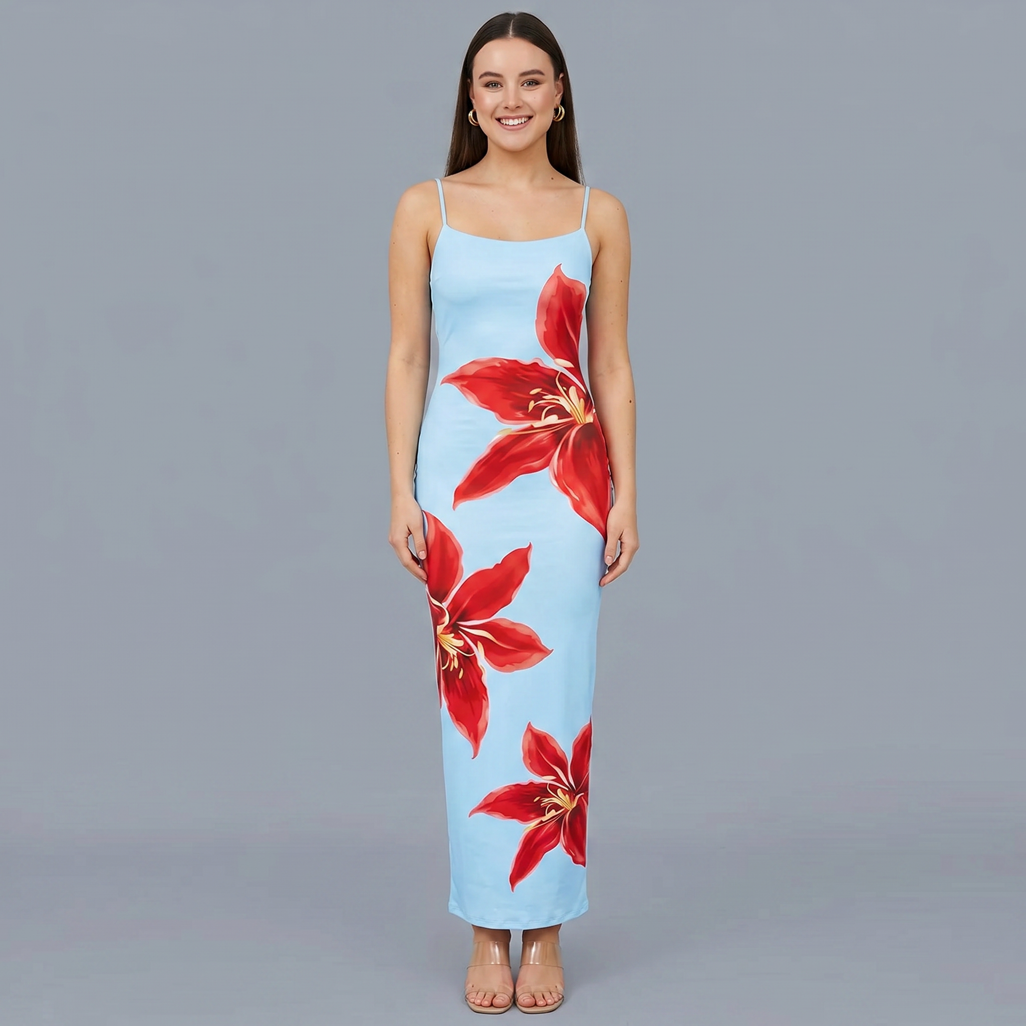 Printed A-Line Midi Dress