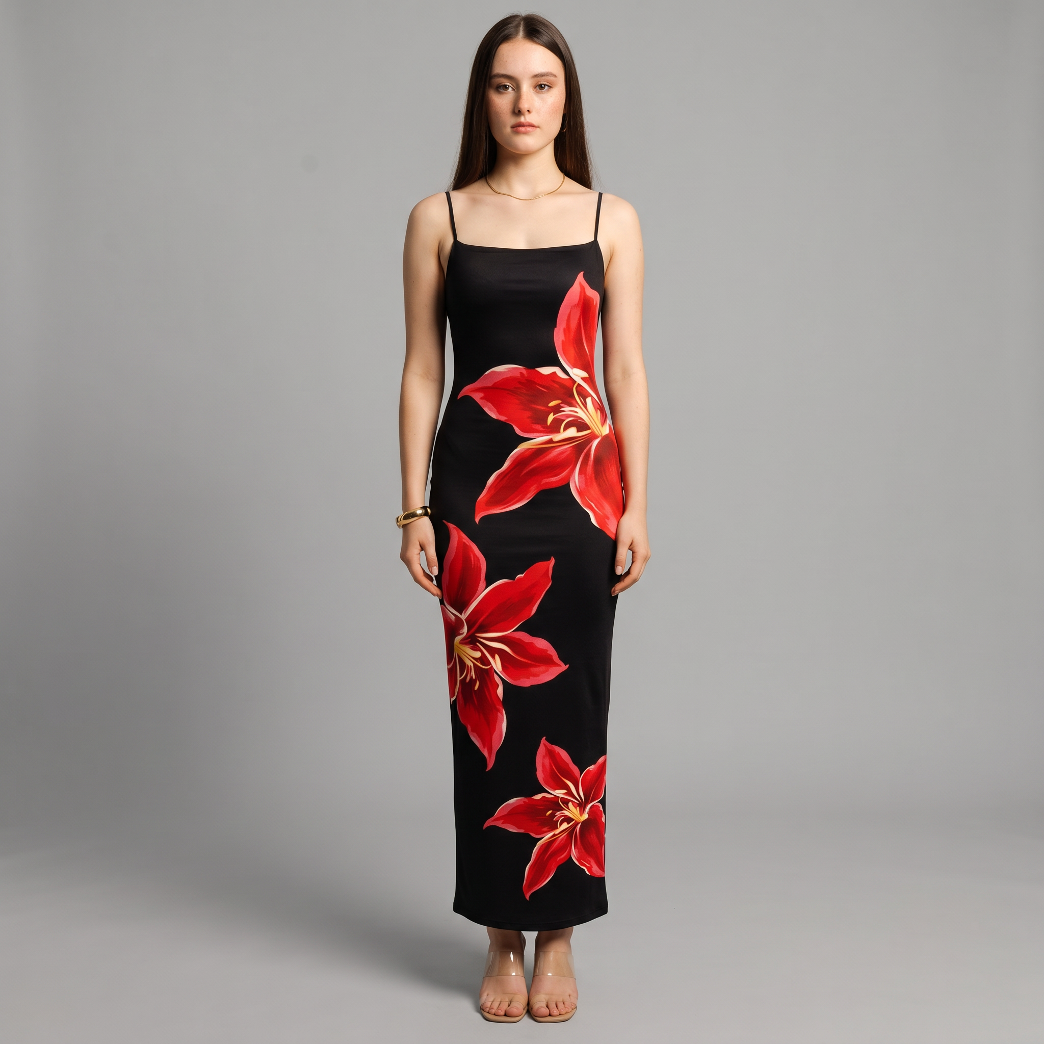 Printed A-Line Midi Dress