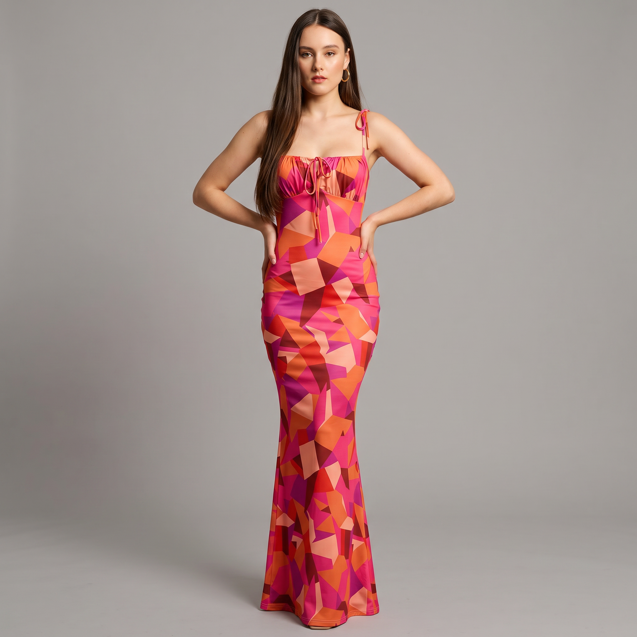 Floral Square Neck A-Line Floor-Length Dress