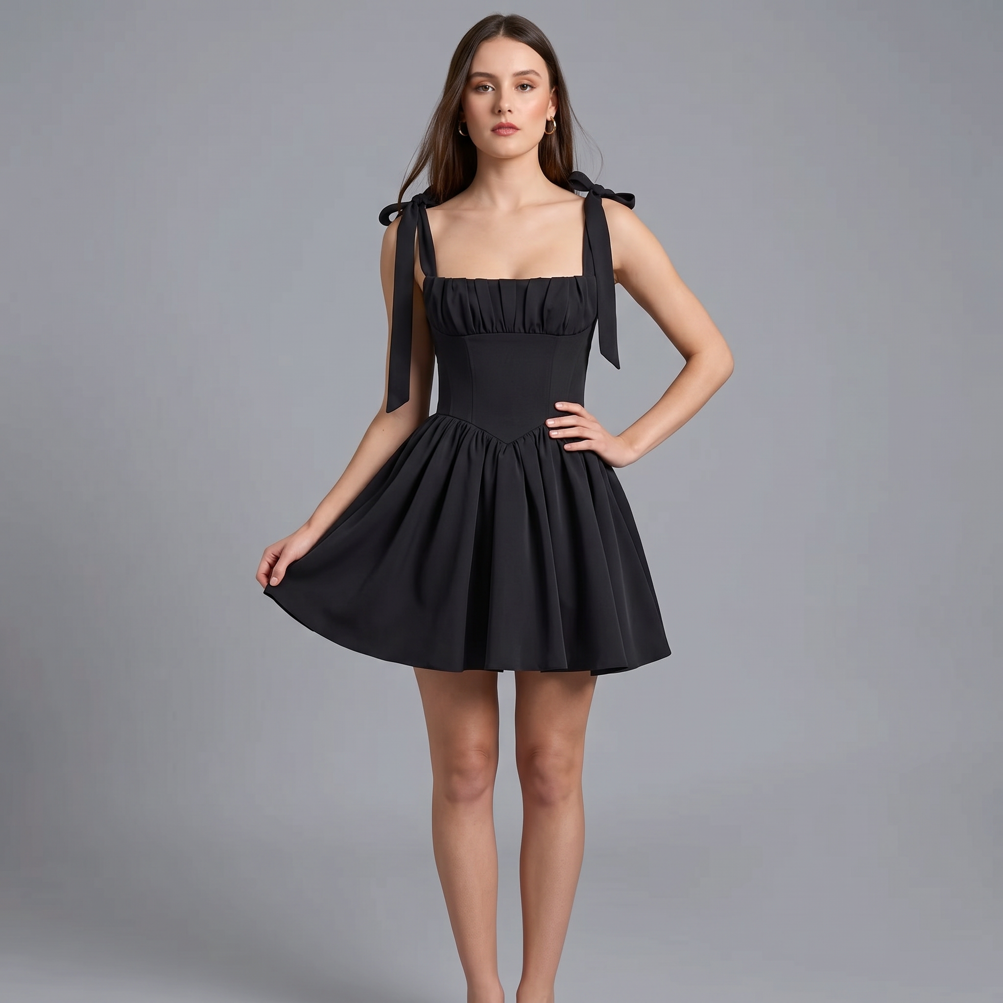 Solid V-Neck Sheath Mini Dress