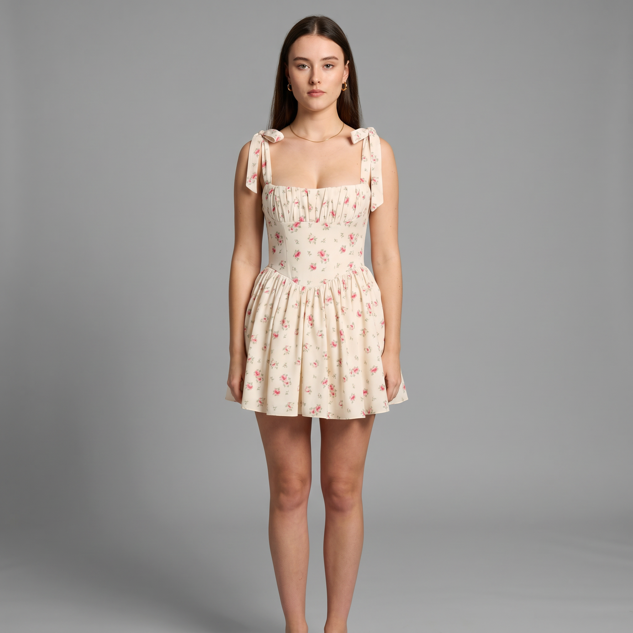 Solid V-Neck Sheath Mini Dress