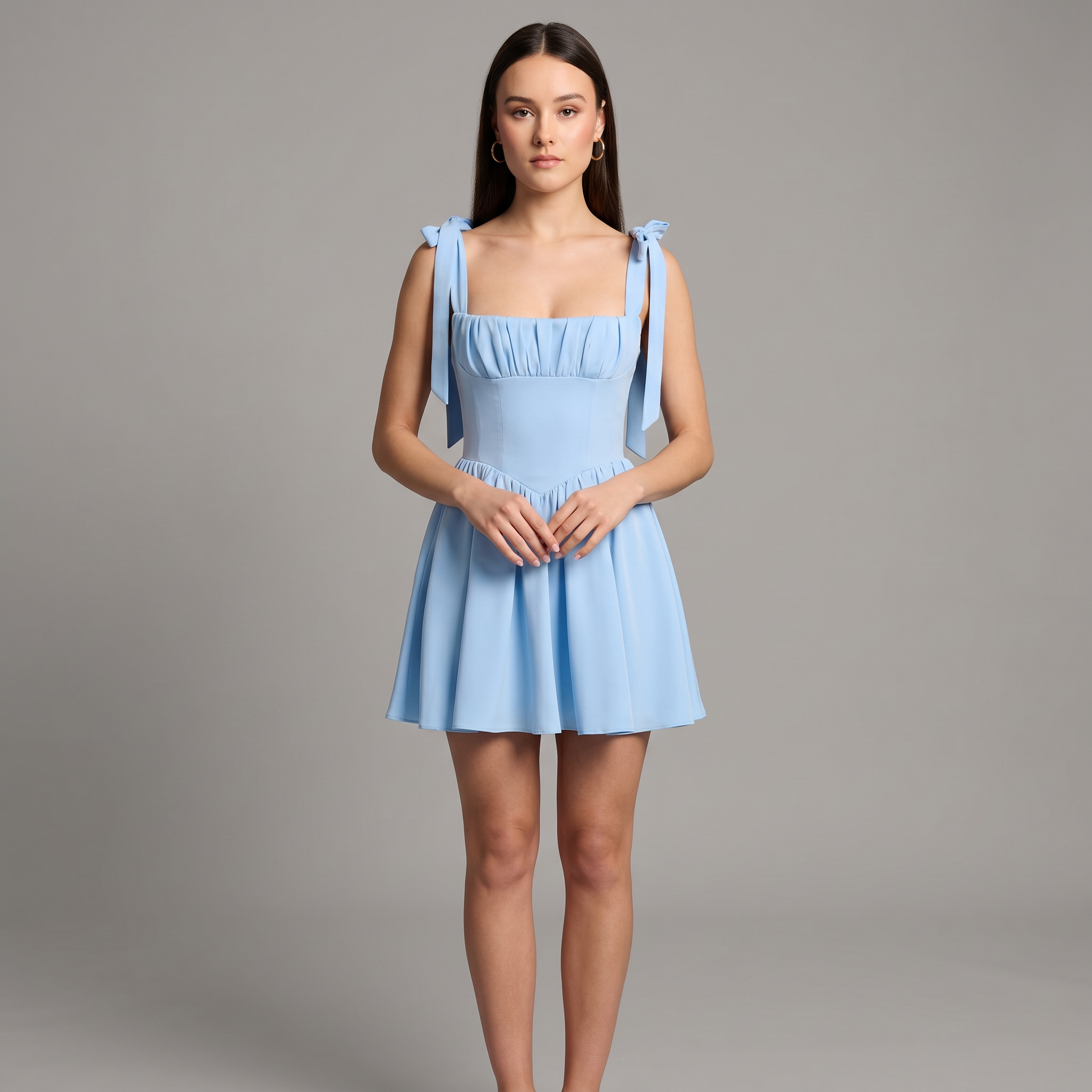 Solid V-Neck Sheath Mini Dress