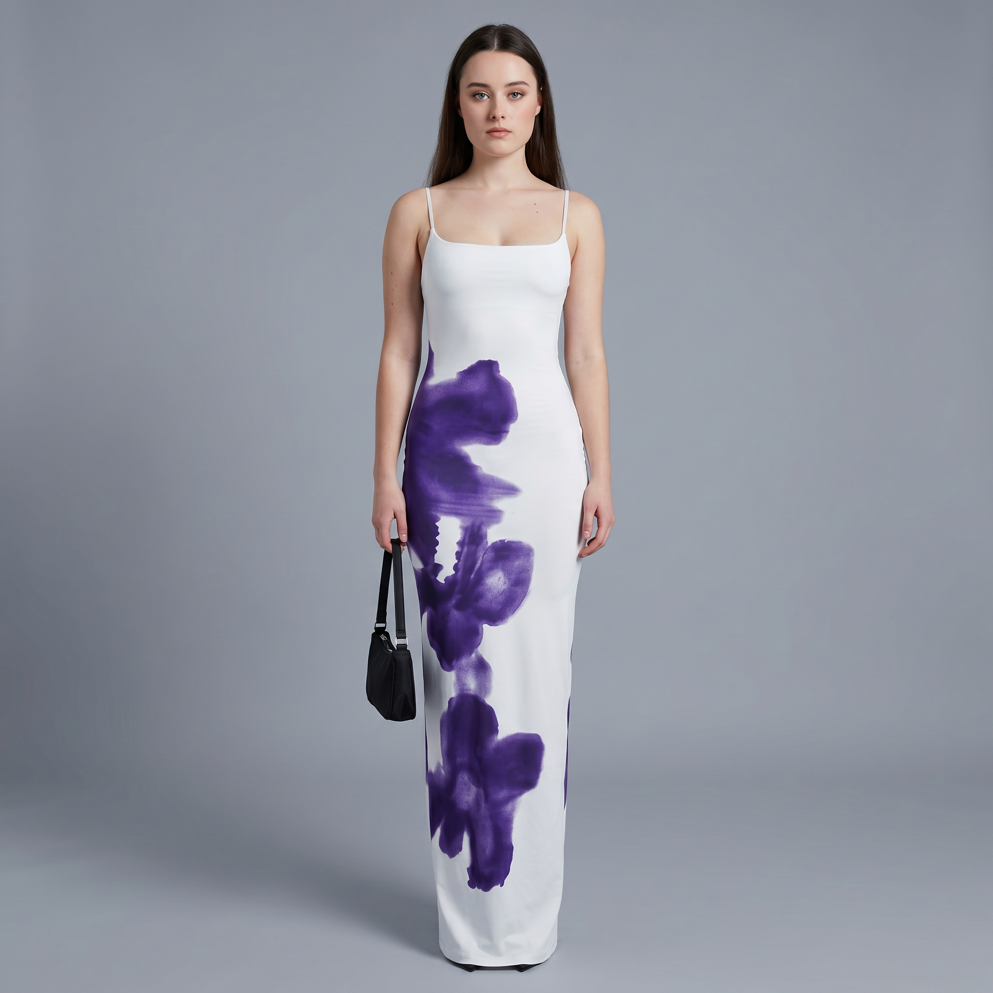 Printed Spaghetti Strap Column Ankle-Length Dress