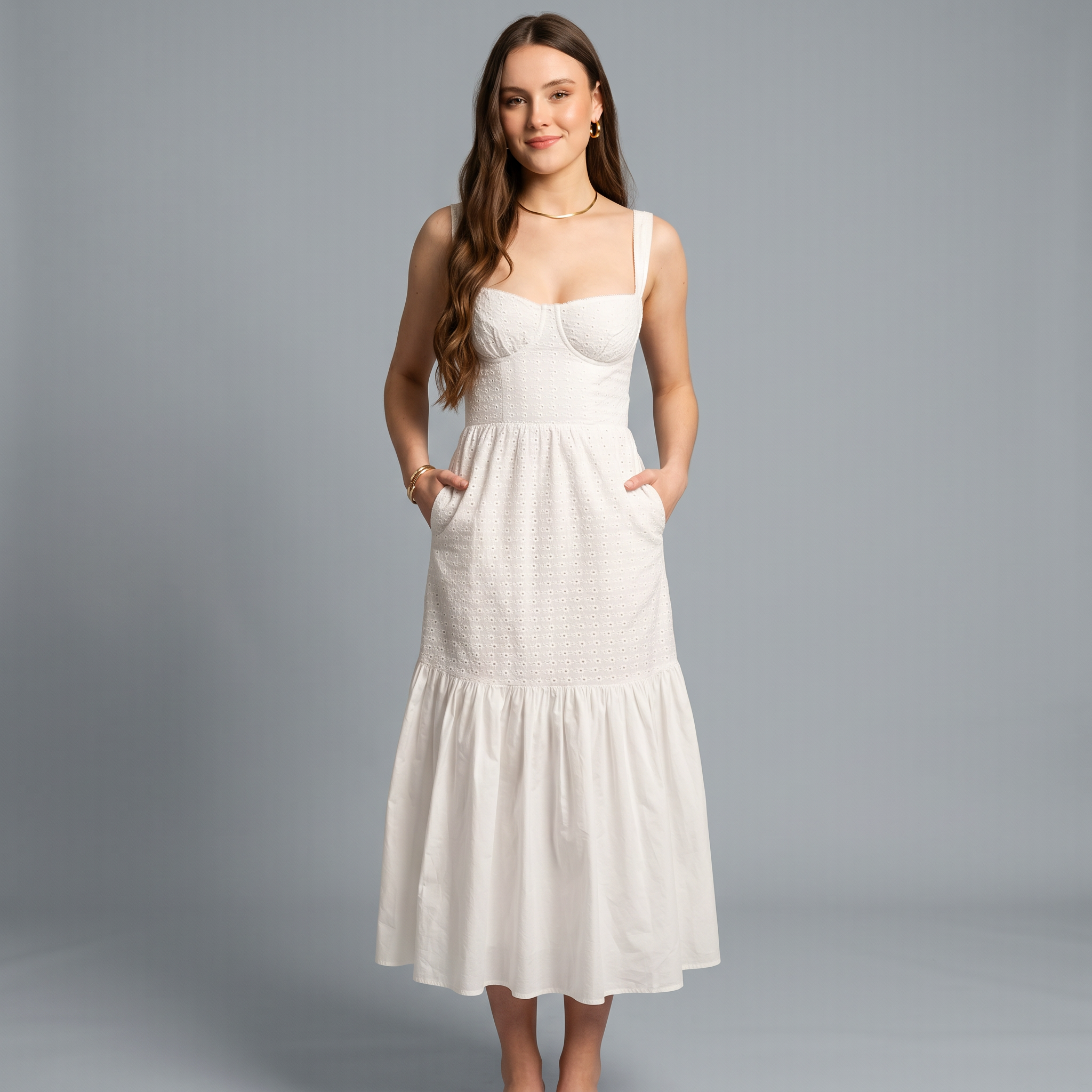 V-Neck Midi Dress