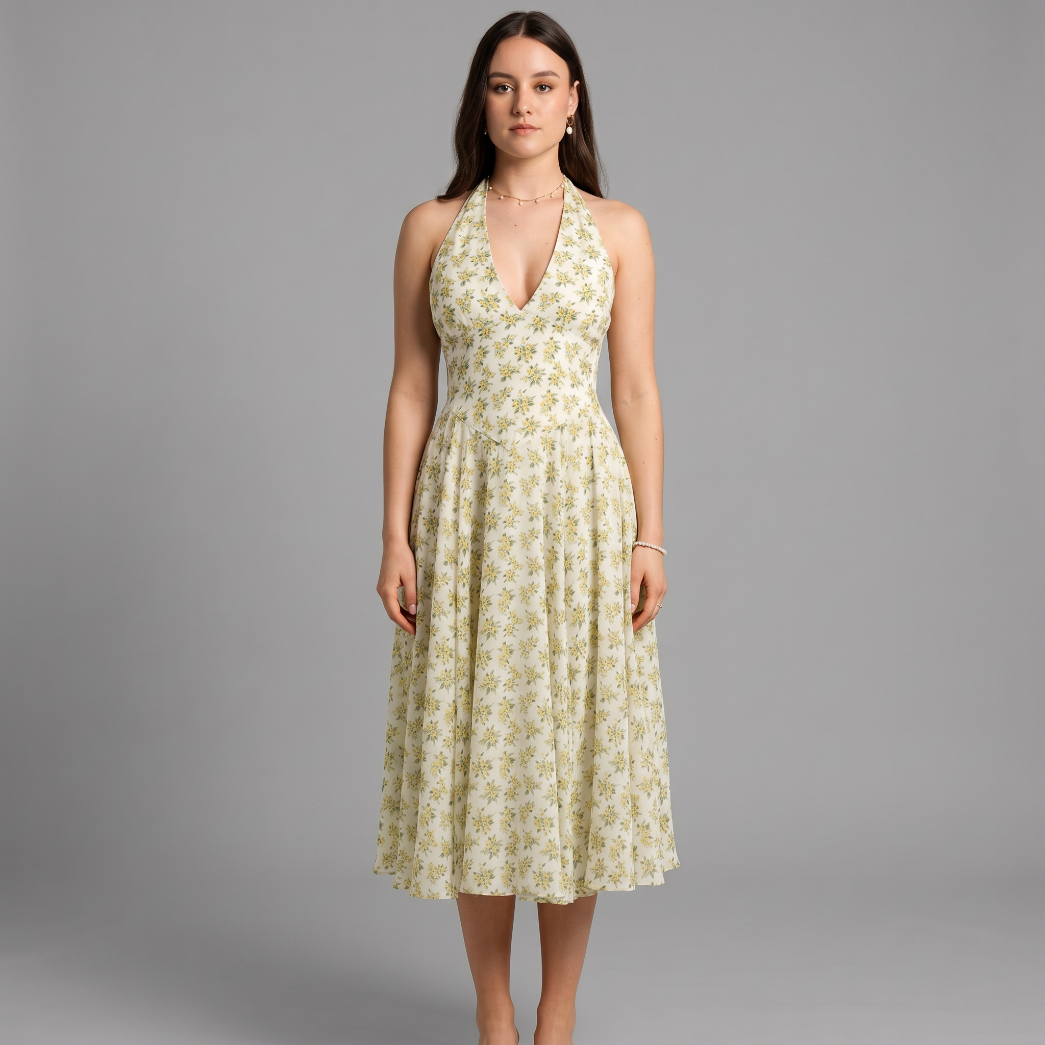 V-Neck Midi Dress