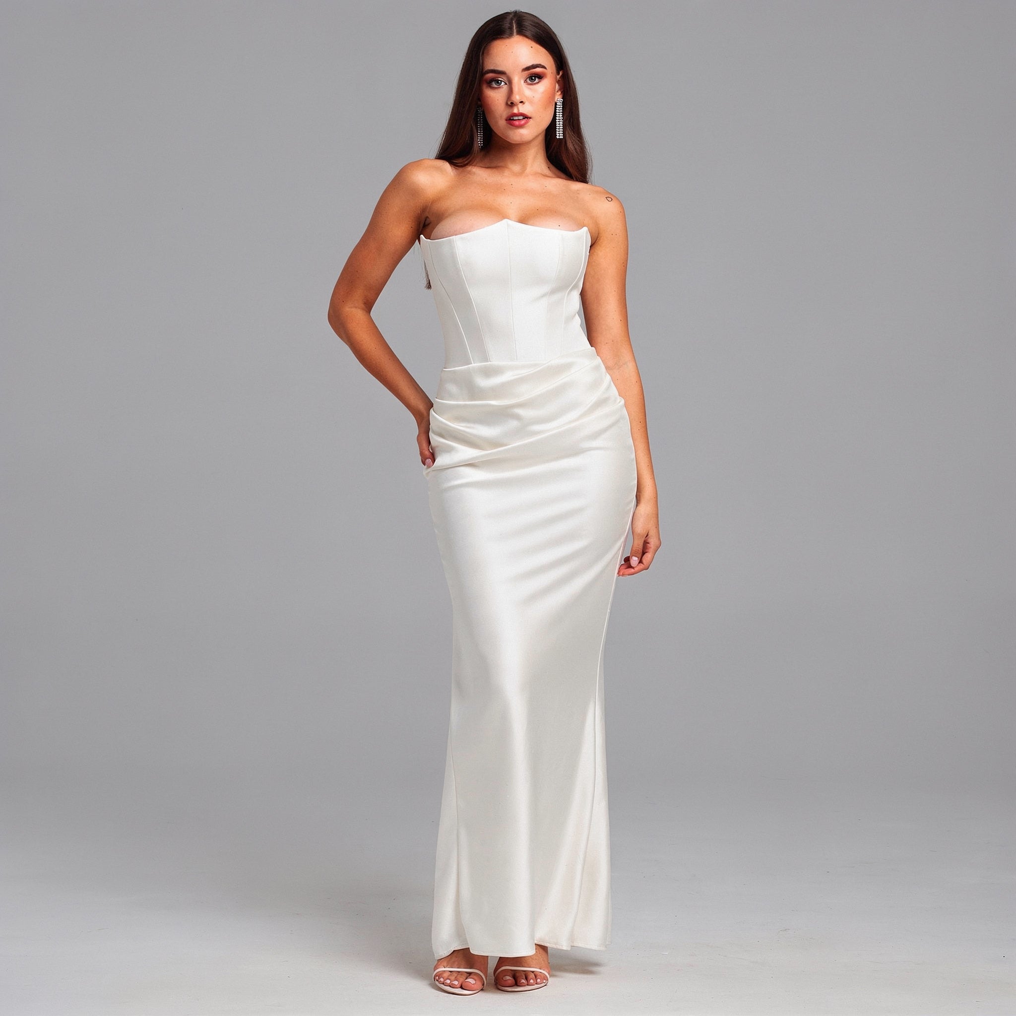 Slash Neck Ankle-Length Dress