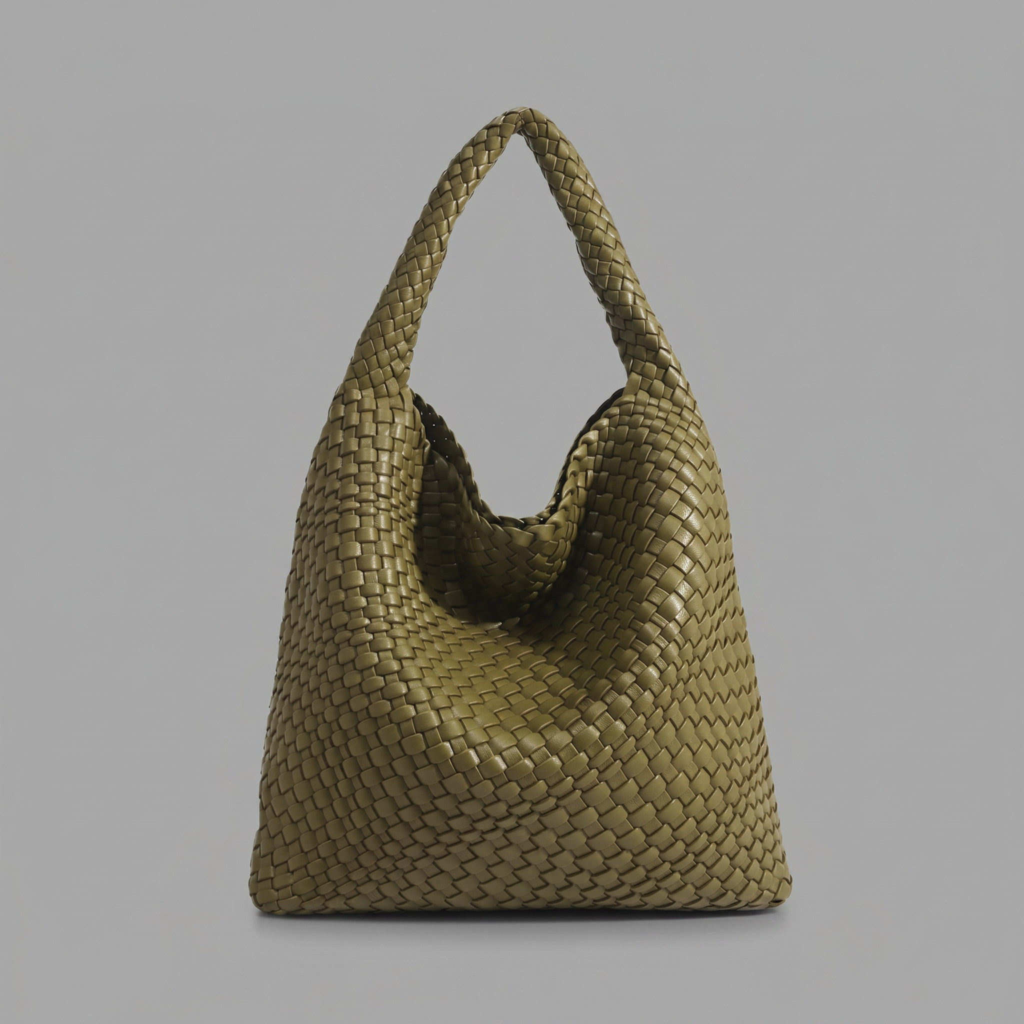 Woven Vegan Leather Large Hobo Bag