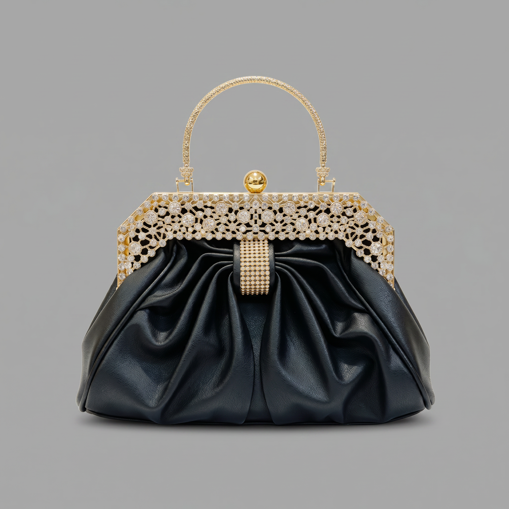 Rhinestone Vegan Leather Mini Evening Clutch