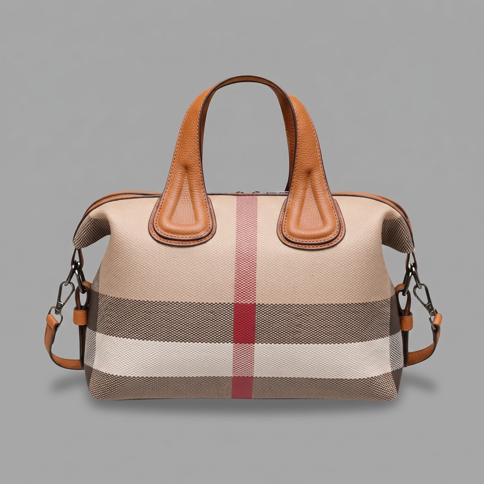 Plaid Vegan Leather Tote Bag