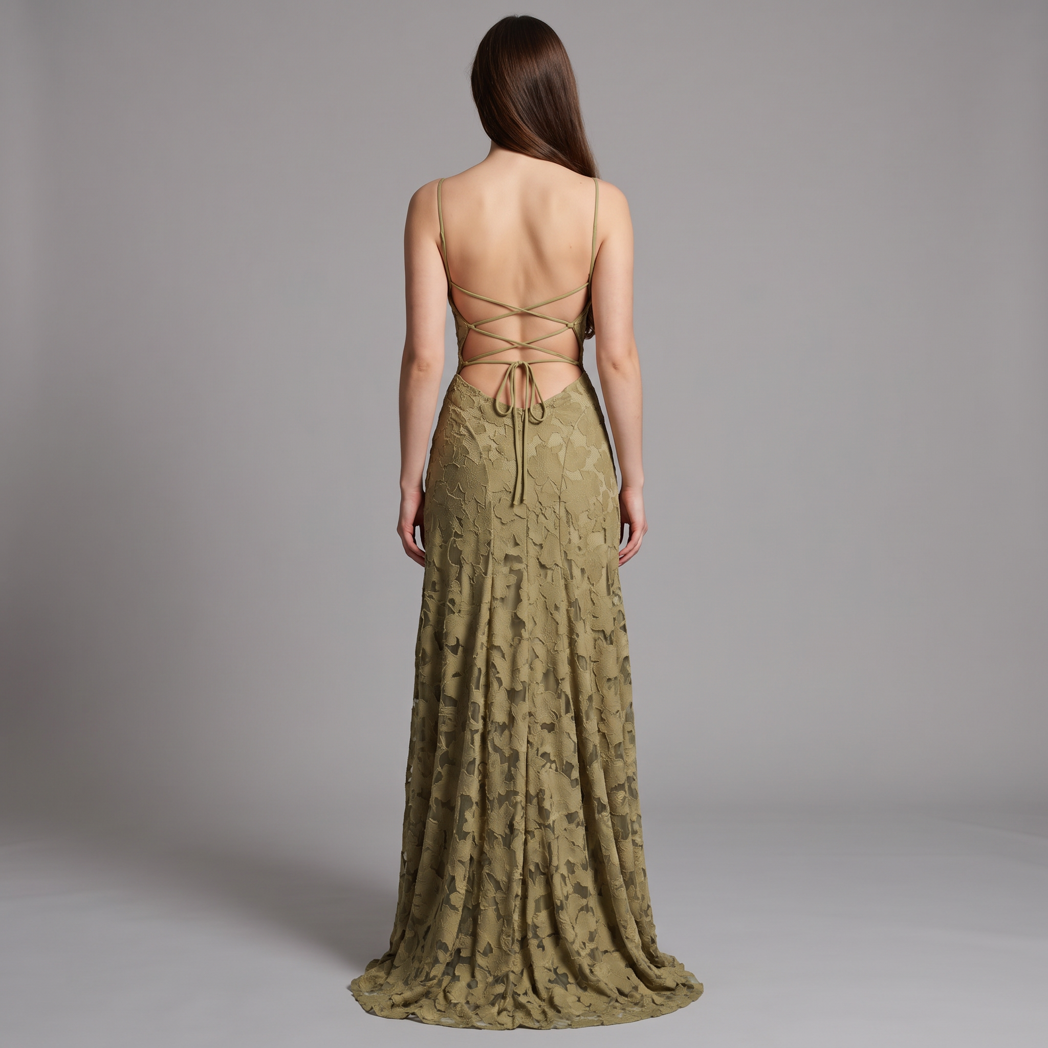 Lace Slash Neck Ankle-Length Dress