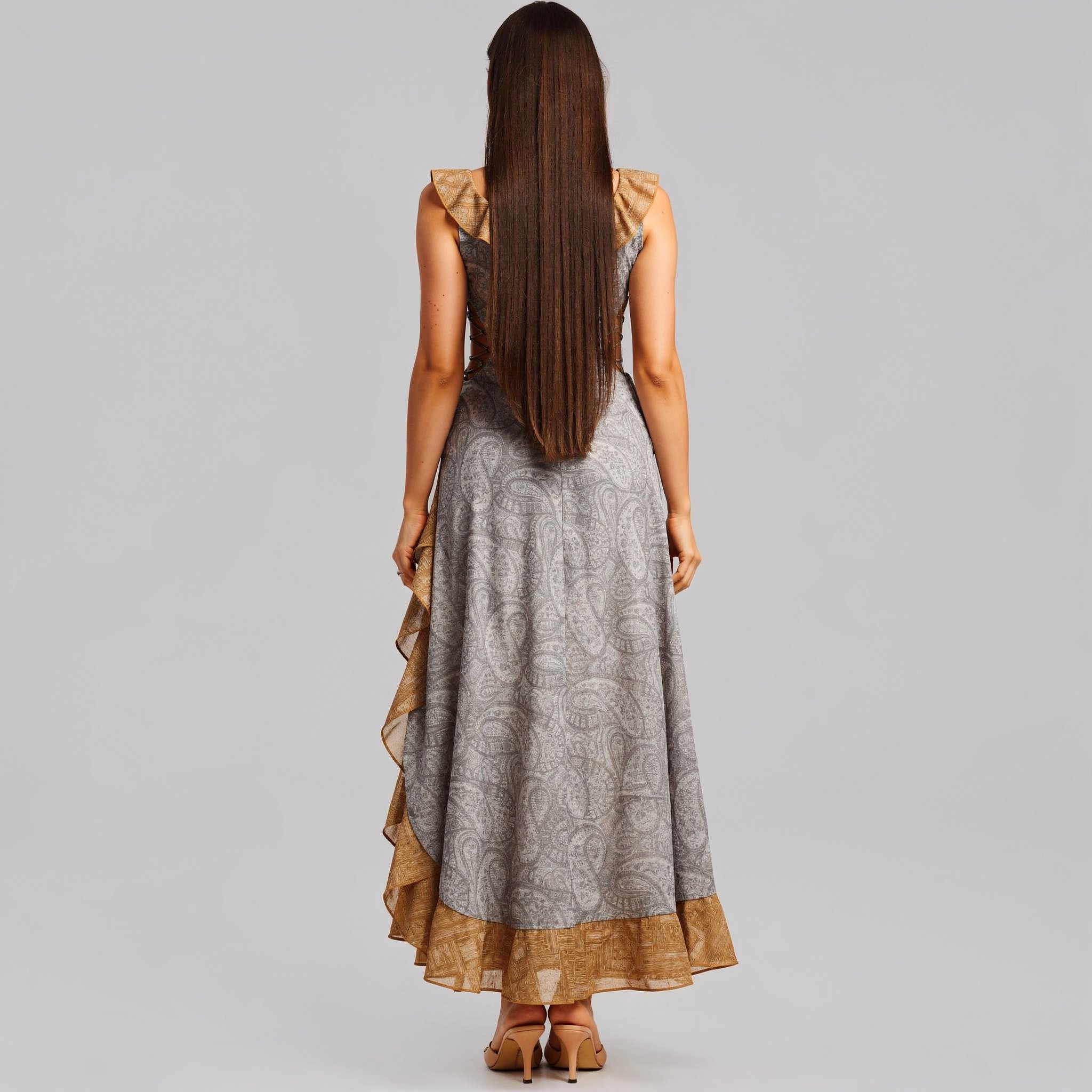 Printed Square Neck Midi Dress