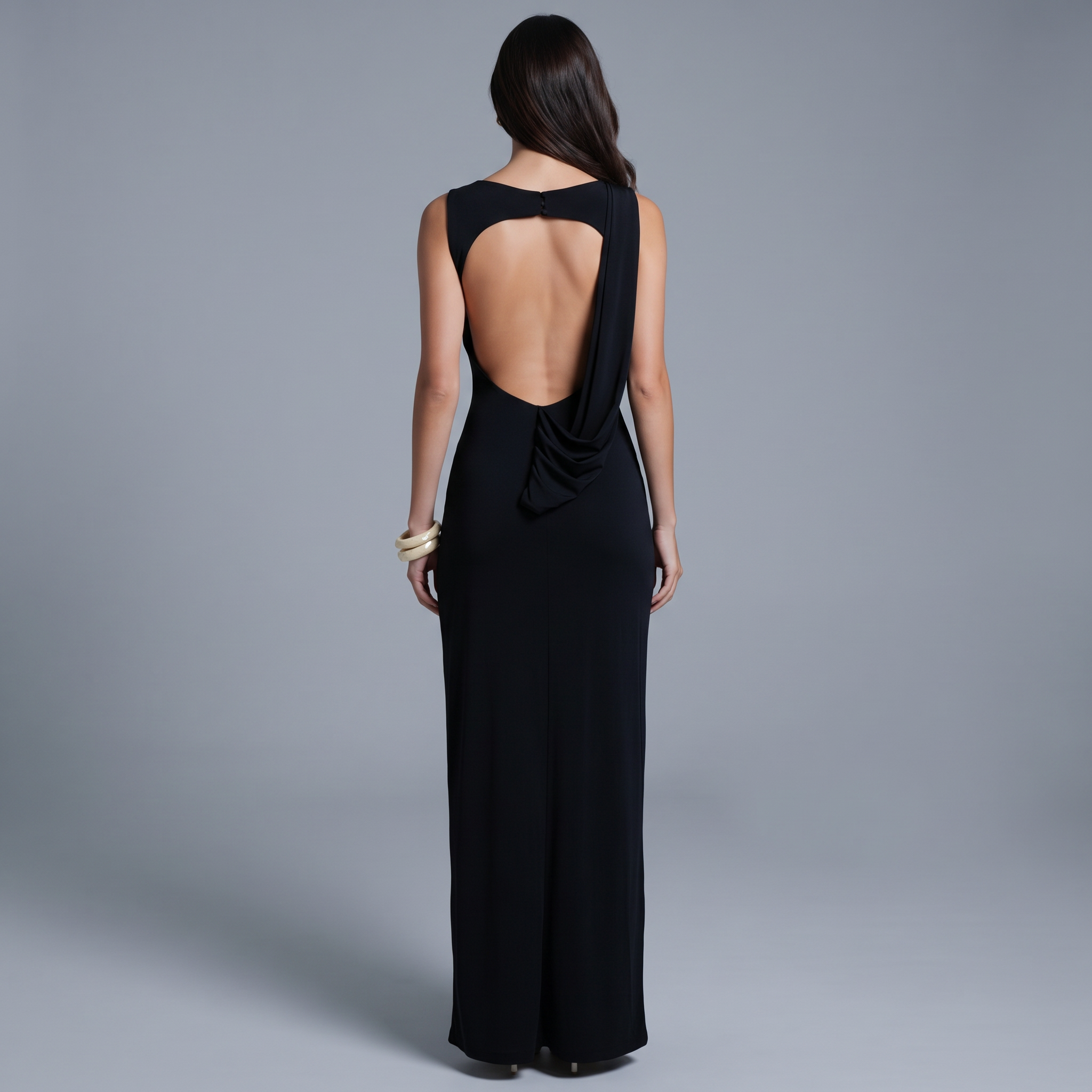 Solid Column Floor-Length Dress