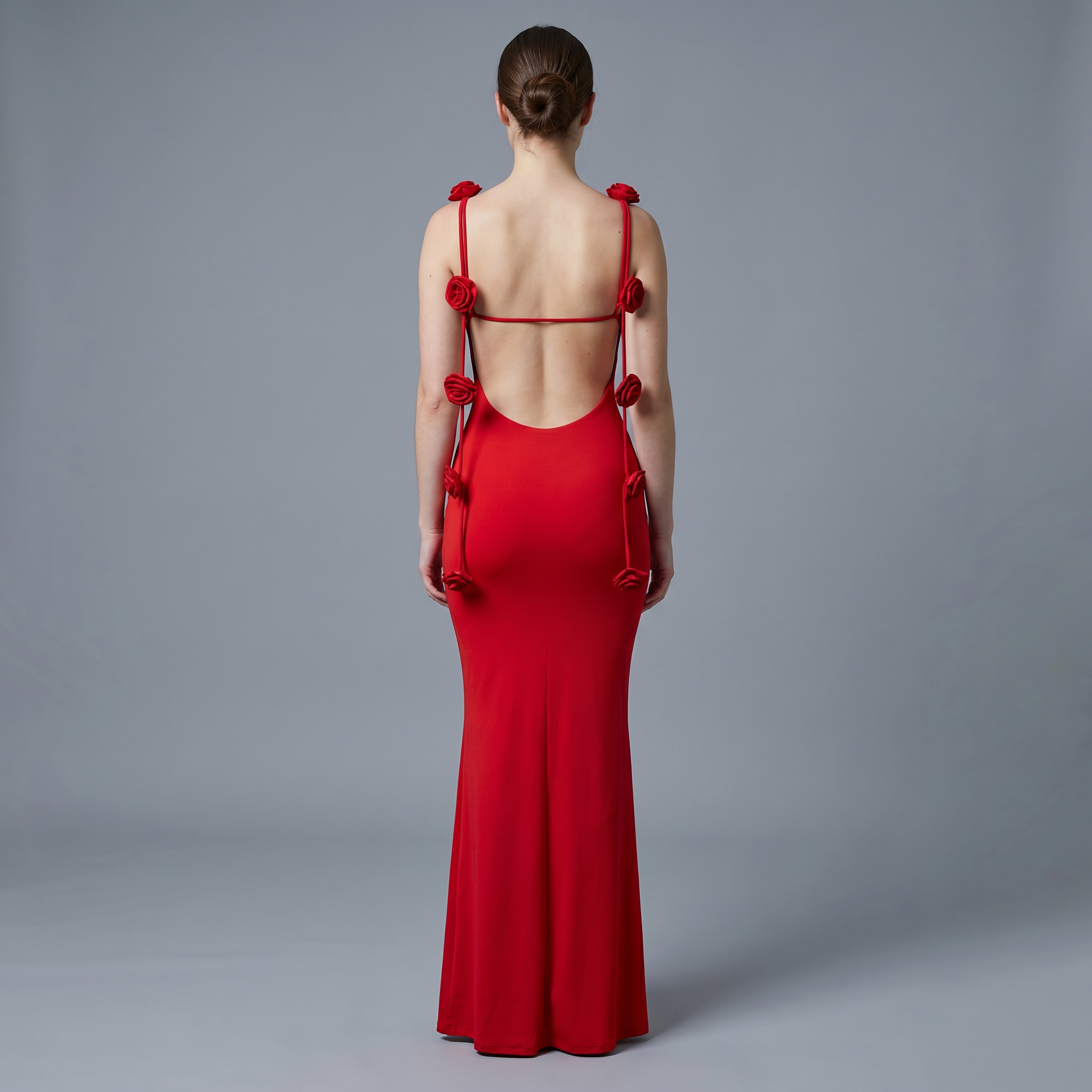 Floral V-Neck Sheath Floor-Length Dress