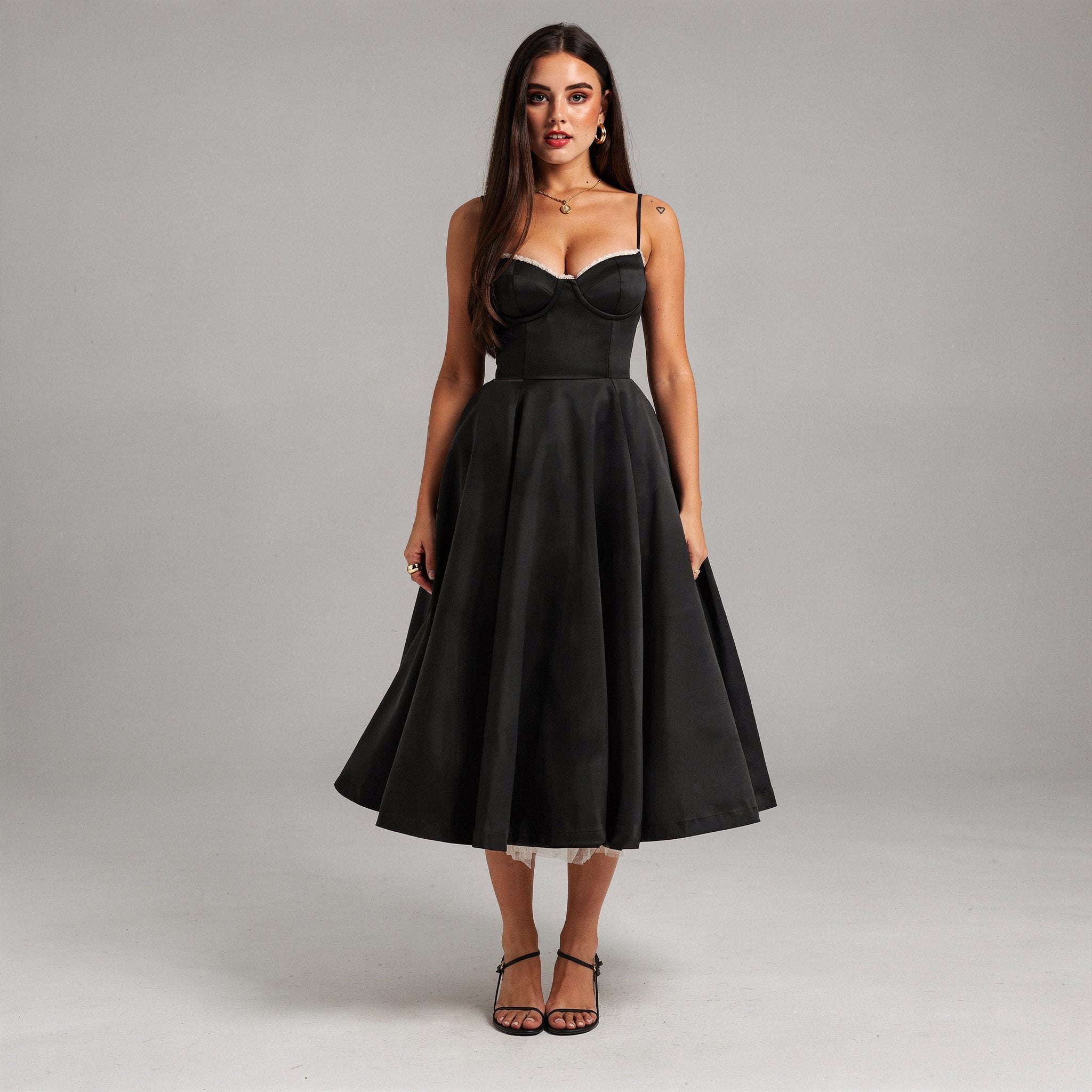 Strapless A-Line Midi Dress