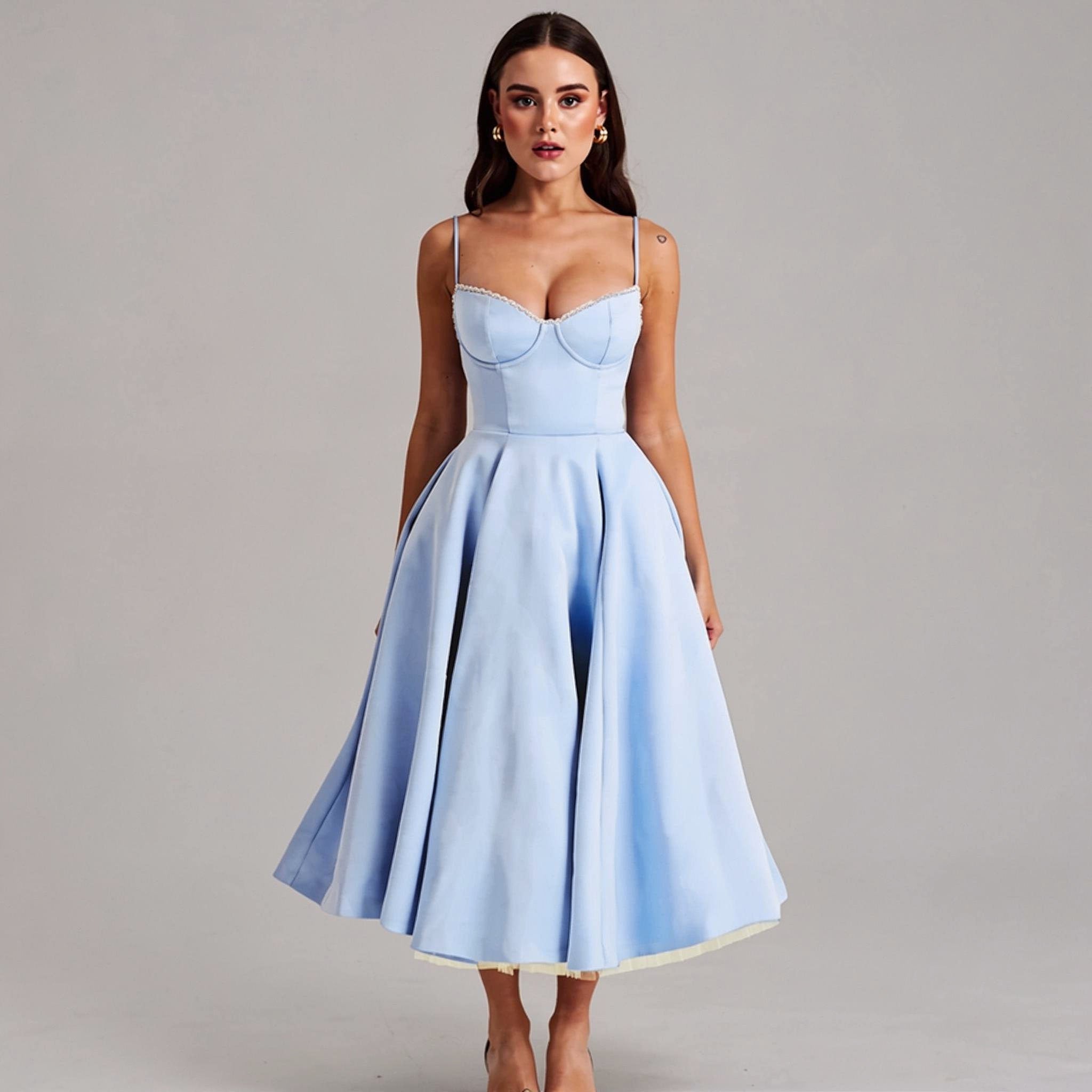 Strapless A-Line Midi Dress
