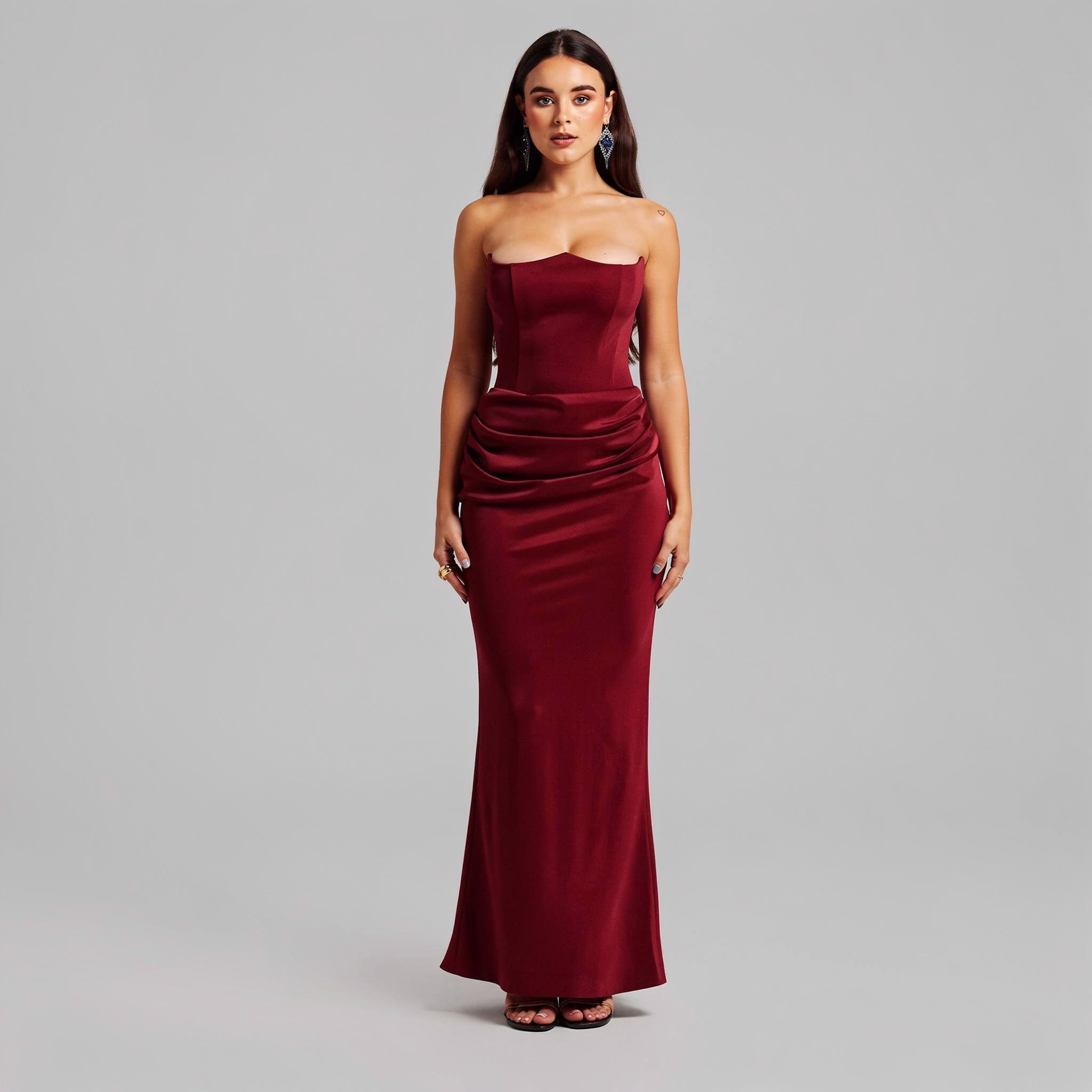 Slash Neck Ankle-Length Dress
