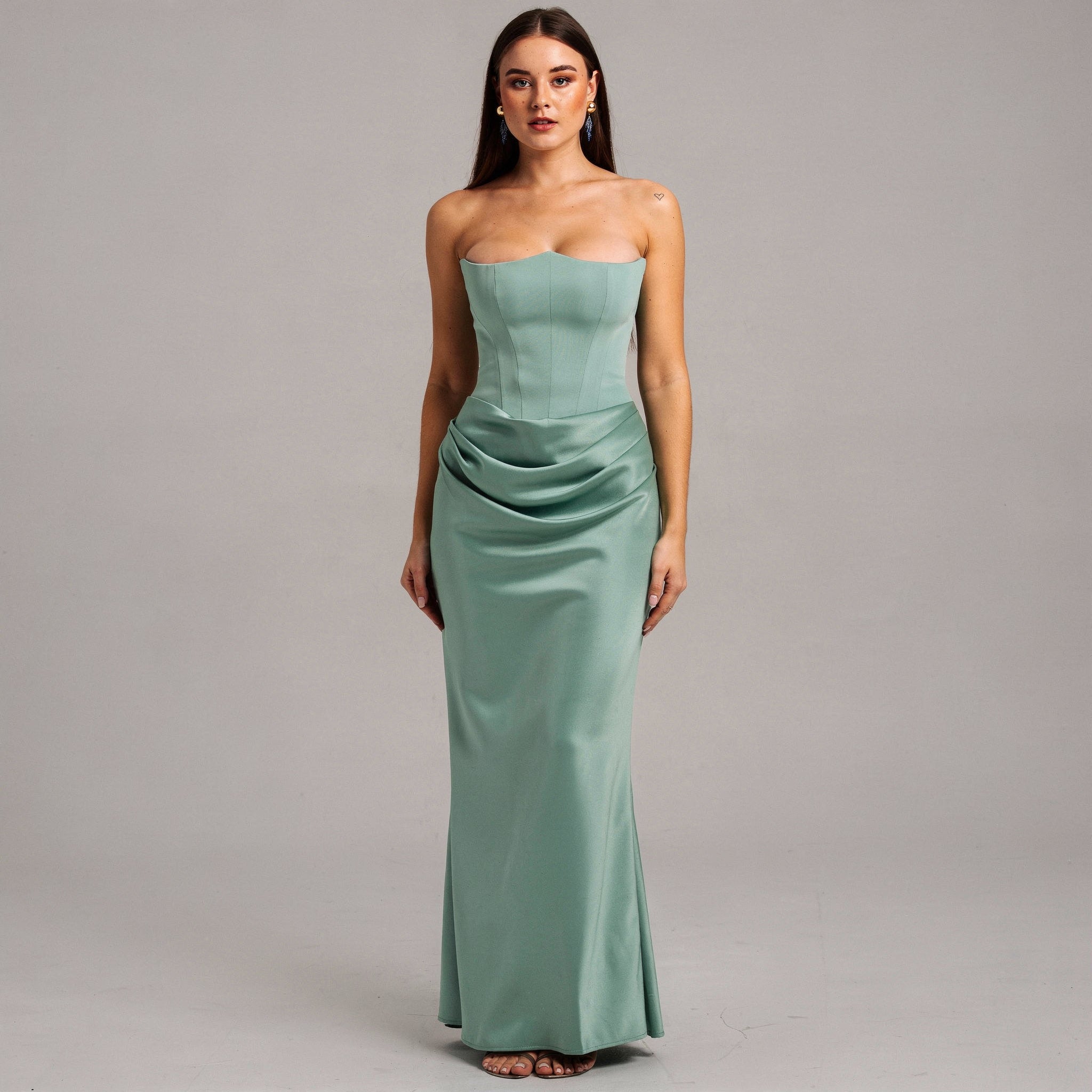 Slash Neck Ankle-Length Dress