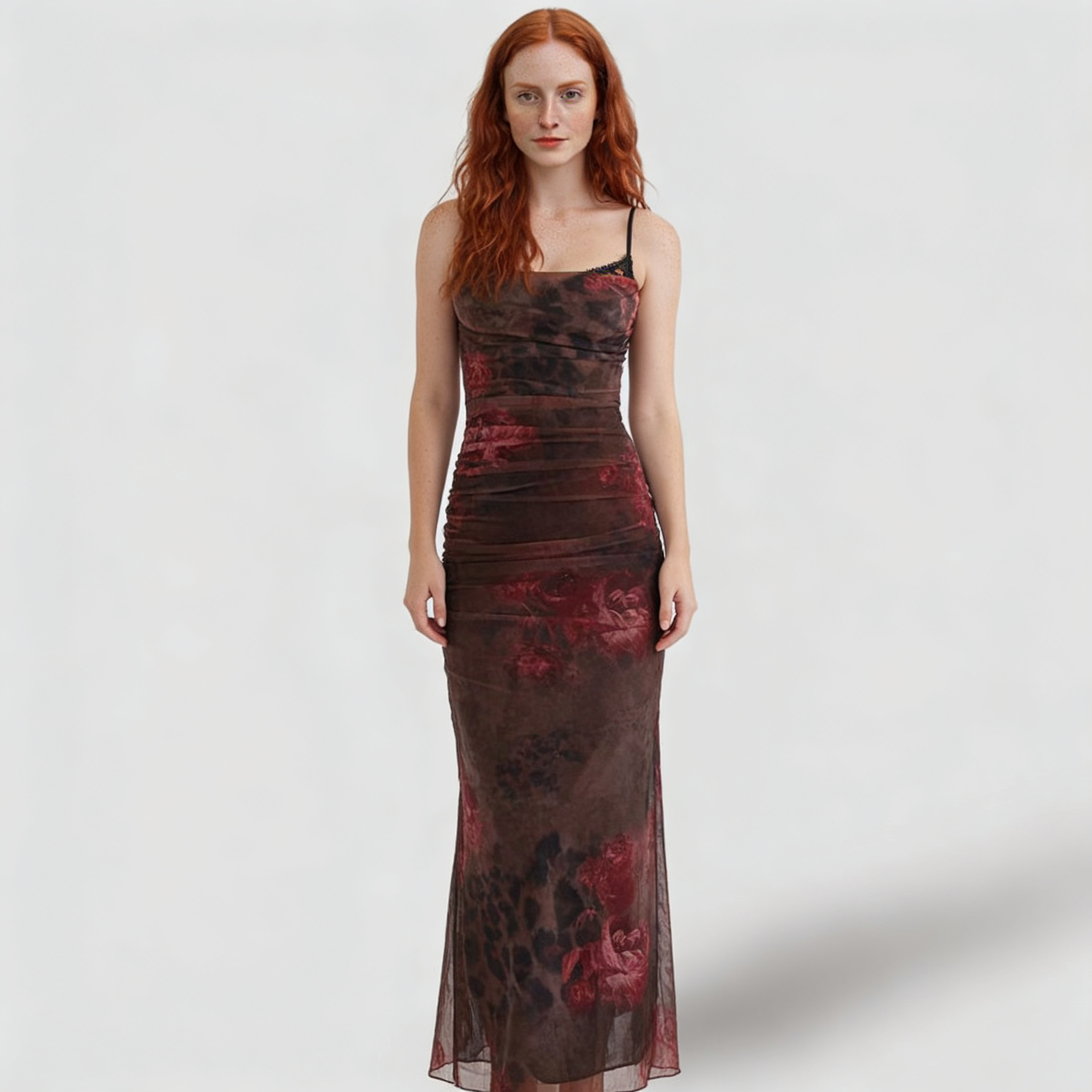 Printed Spaghetti Strap Maxi Dress
