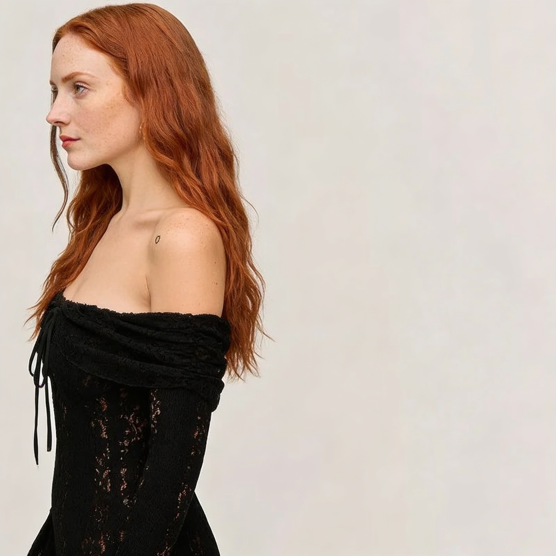 Lace Flare Sleeve Floor-Length Dress