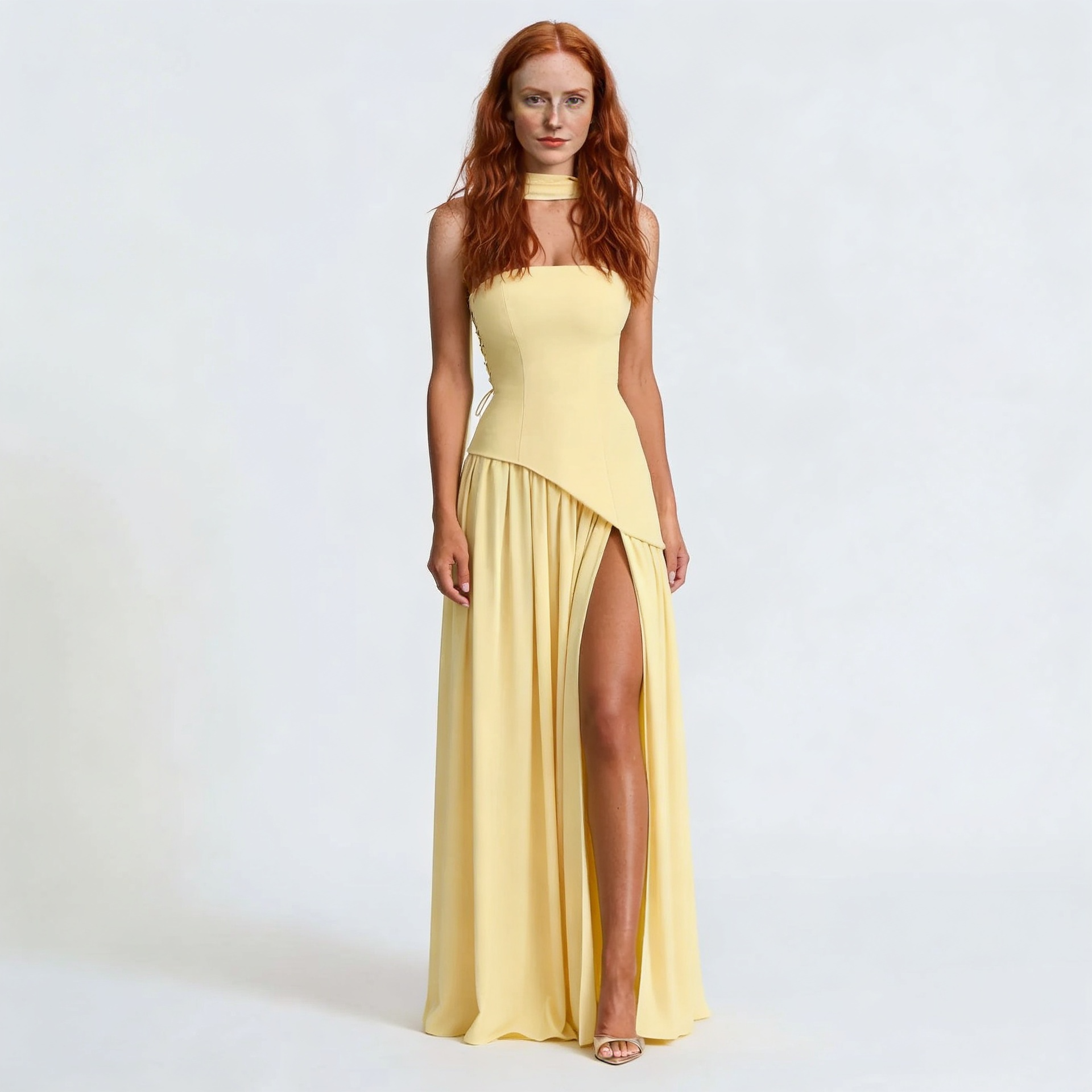 Slash Neck Midi Dress