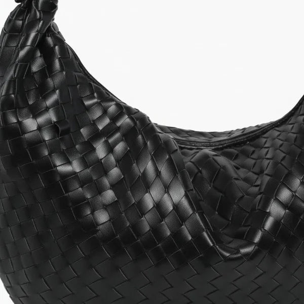 Woven Vegan Leather Large Hobo Bag