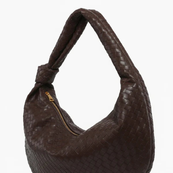 Woven Vegan Leather Large Hobo Bag