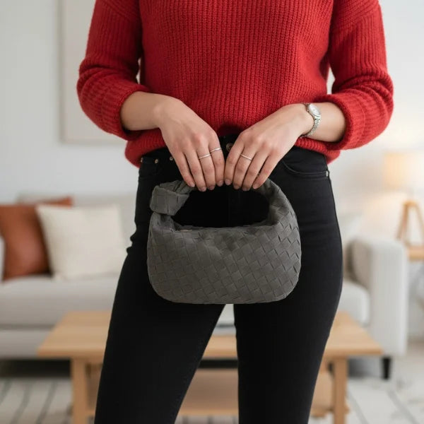 Woven Vegan Leather Hobo Bag