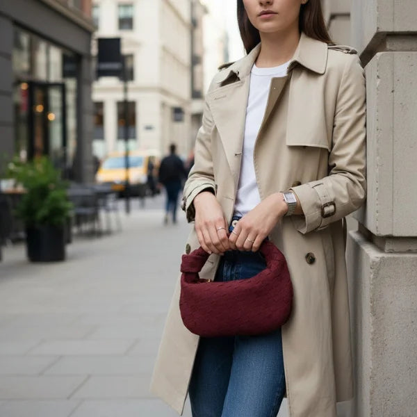 Woven Vegan Leather Hobo Bag