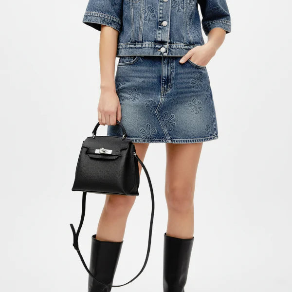 Genuine Leather Mini Satchel Bag