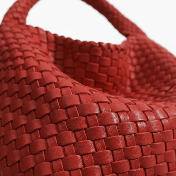 Woven Vegan Leather Large Hobo Bag