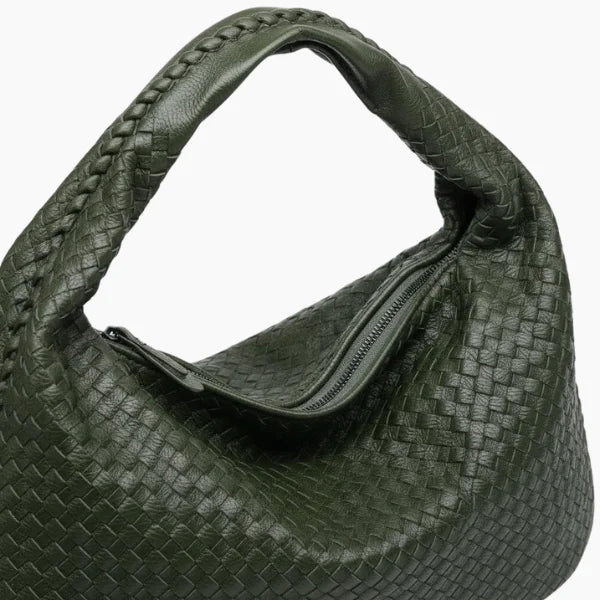 Woven Vegan Leather Large Hobo Bag