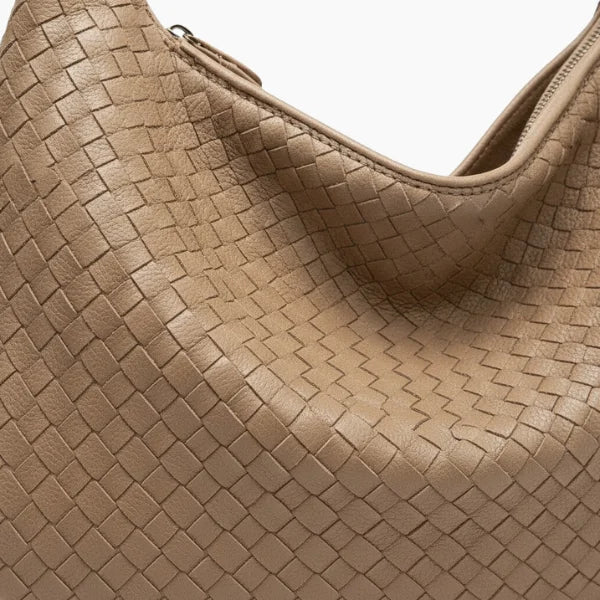 Woven Vegan Leather Large Hobo Bag