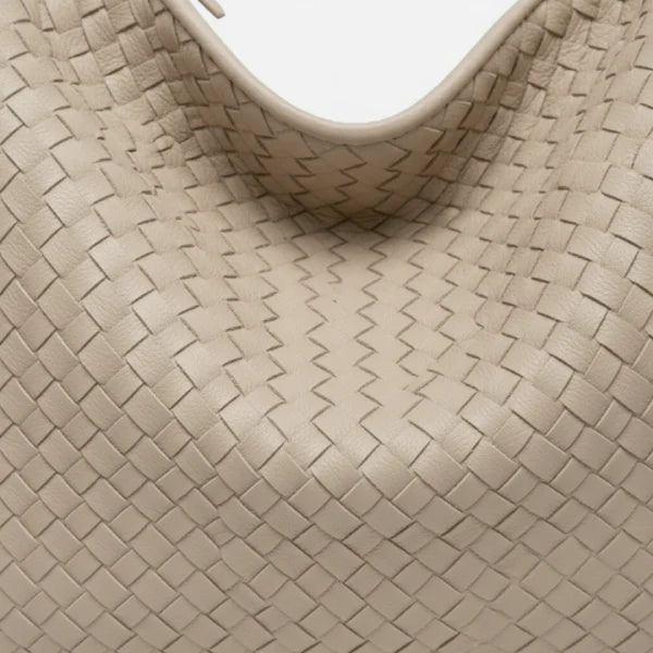 Woven Vegan Leather Large Hobo Bag