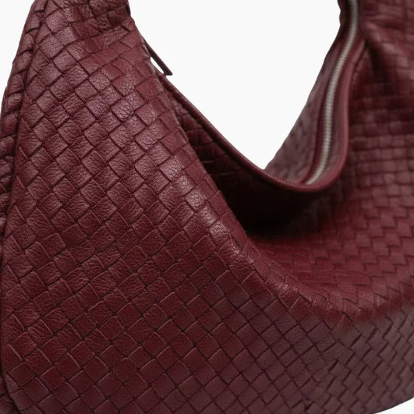 Woven Vegan Leather Large Hobo Bag