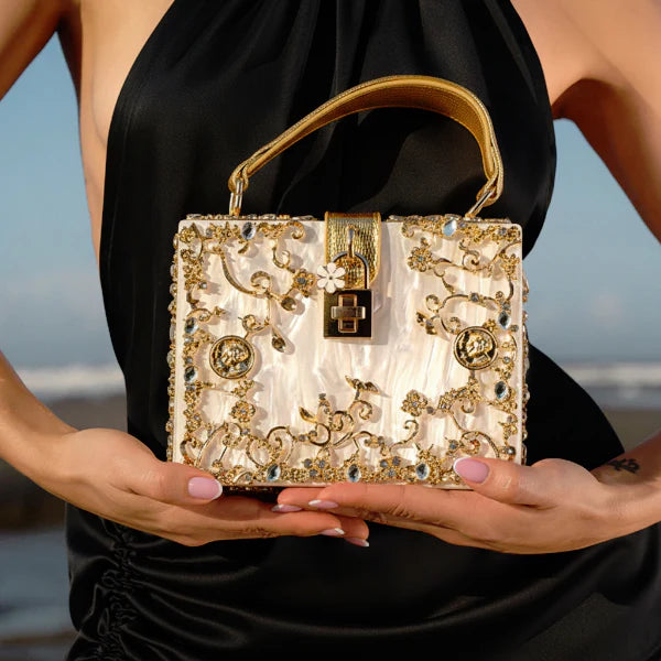 Rhinestone Crystal-Embellished Evening Clutch