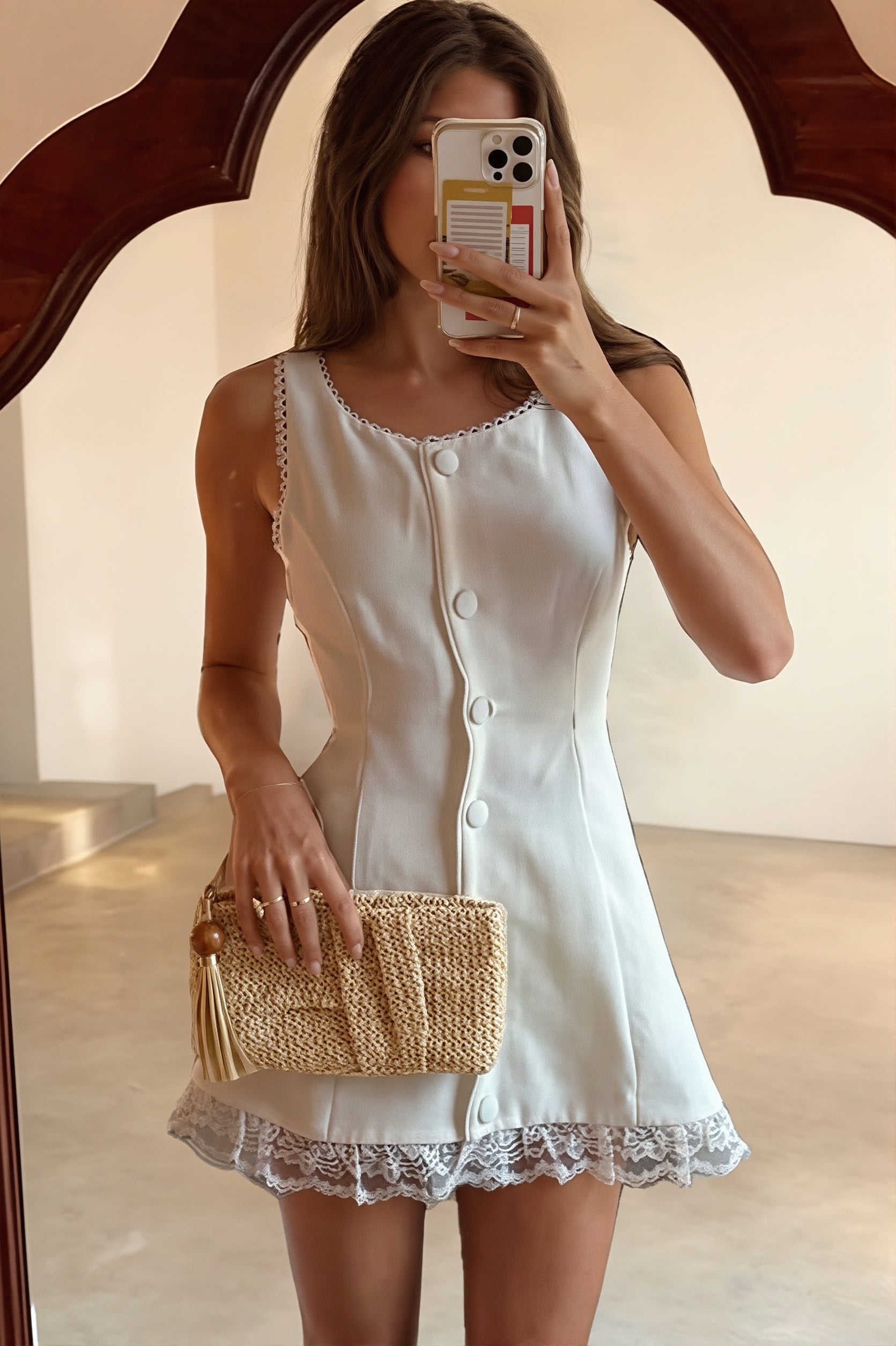 Lace Edge Cami Fit And Flare Mini Dress