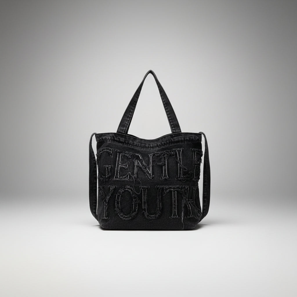 Embroidered Canvas Large Tote Bag
