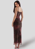 Printed Spaghetti Strap Maxi Dress
