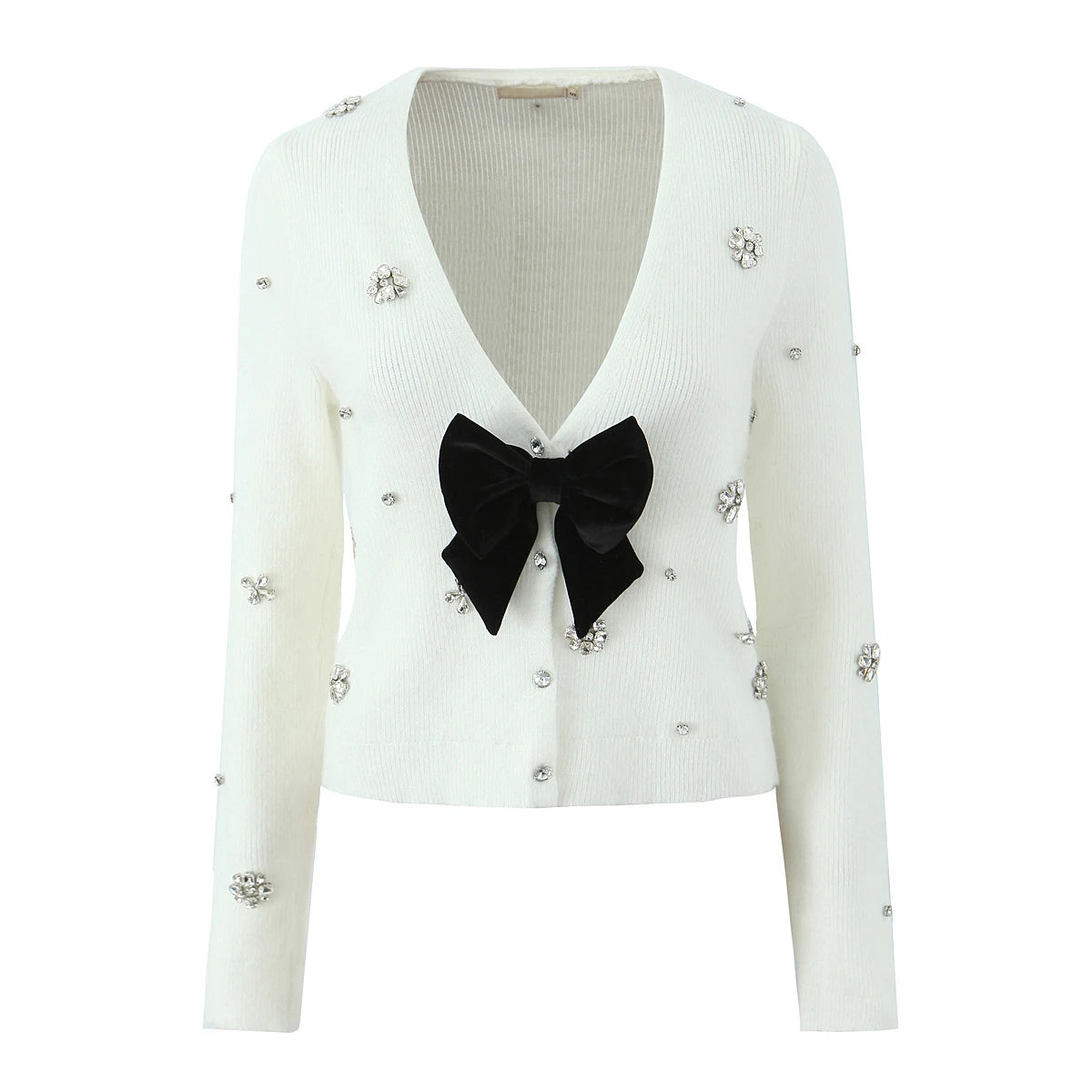 Velour Bow Cardigan