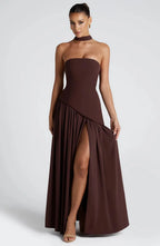 Slash Neck Midi Dress