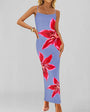 Azure Bloom – Elegant Sleeveless Midi Dress