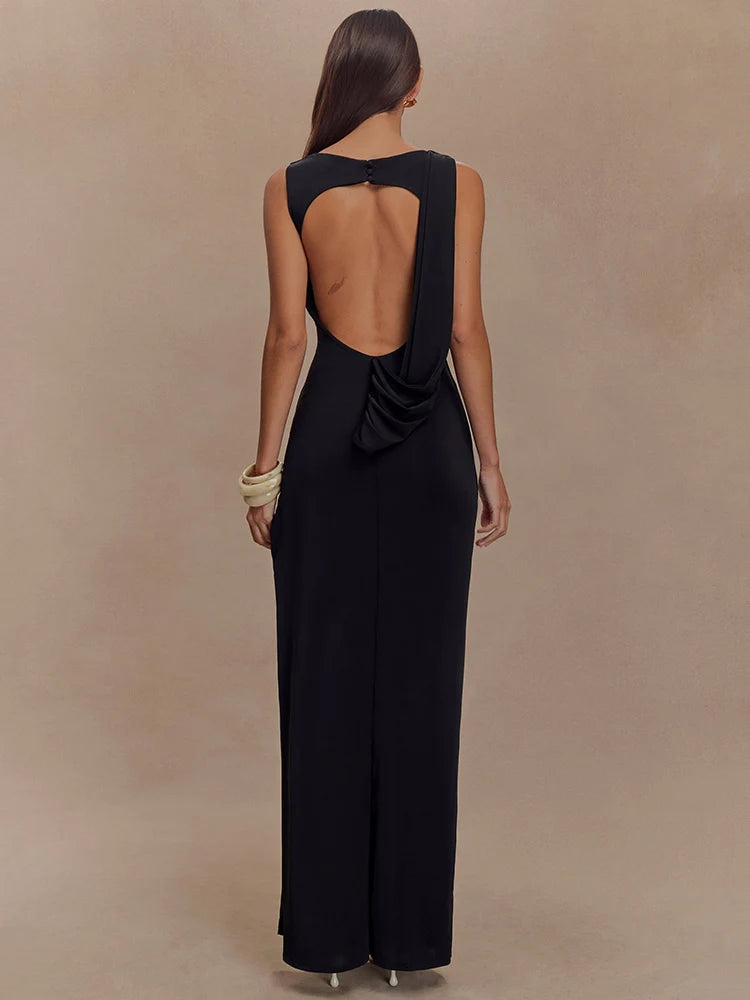 Luna Veil – Backless Floor-Length Dress