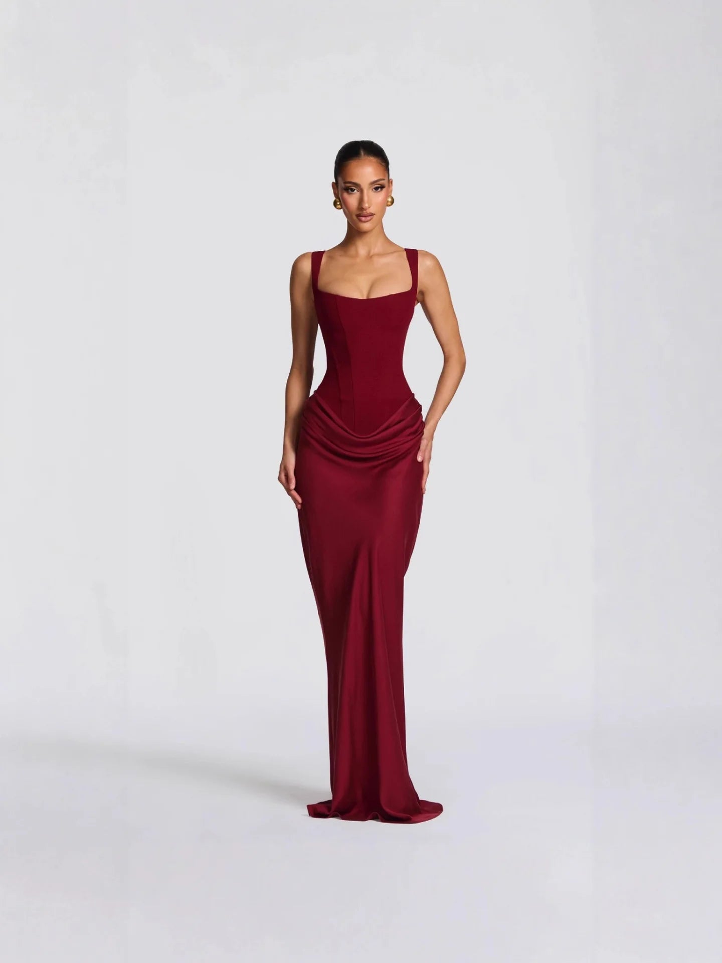 Solid Bodycon Ankle-Length Dress