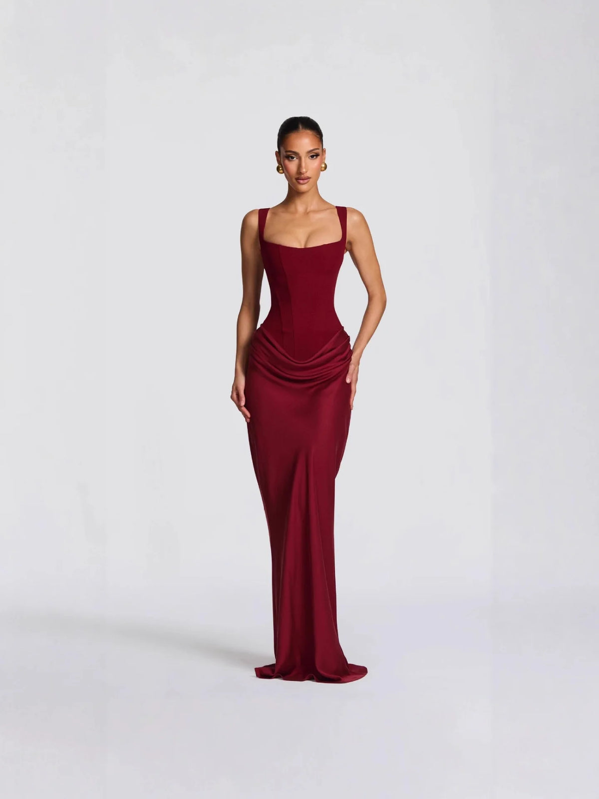 Solid Bodycon Ankle-Length Dress