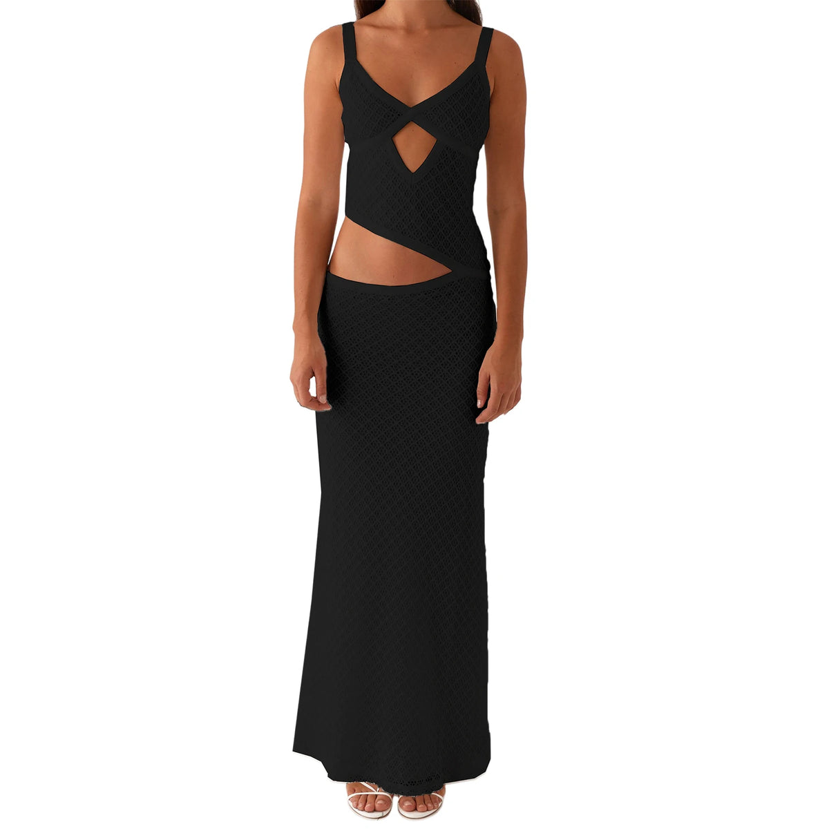 Velvet Square Neck Column Midi Dress
