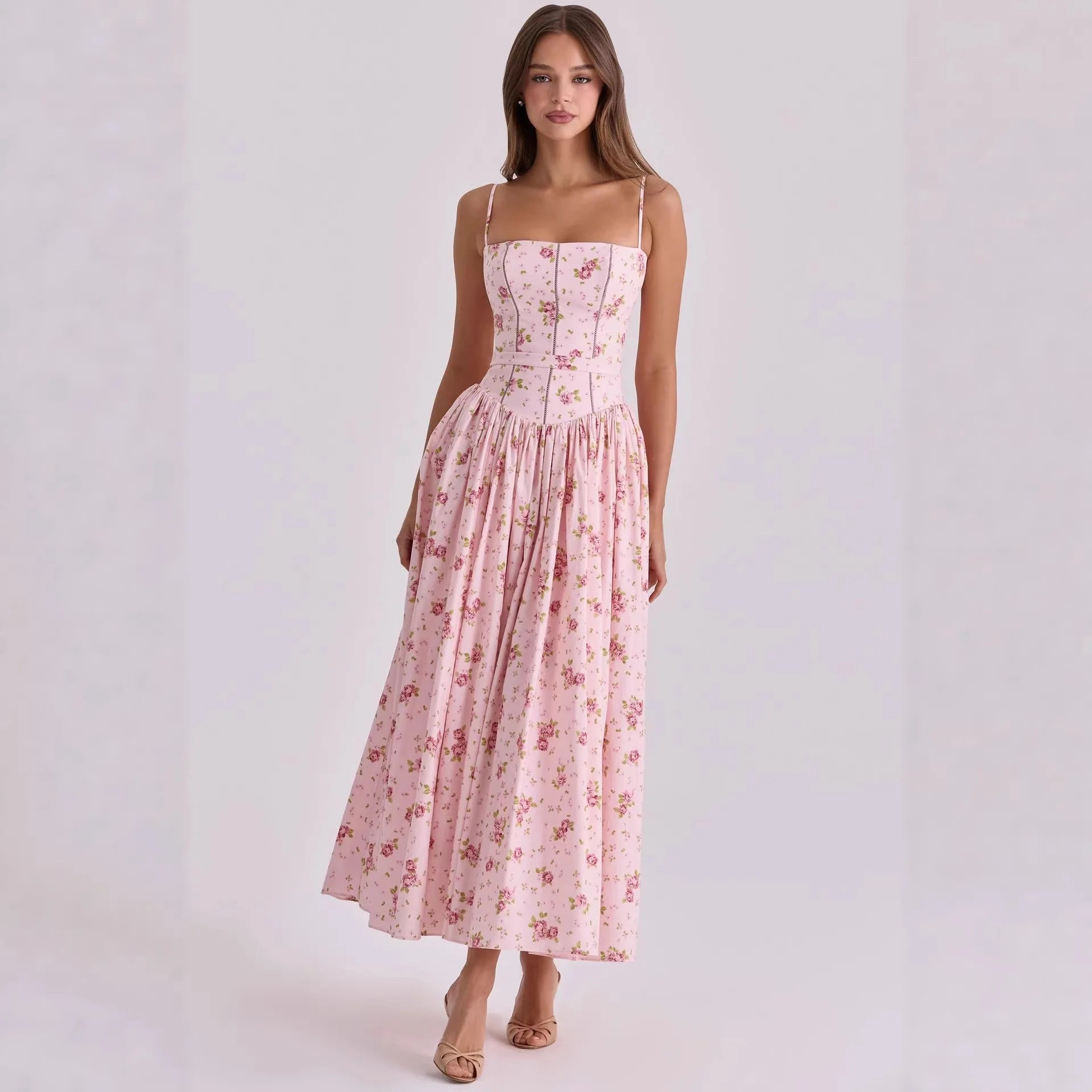 Printed Strapless Maxi Dress