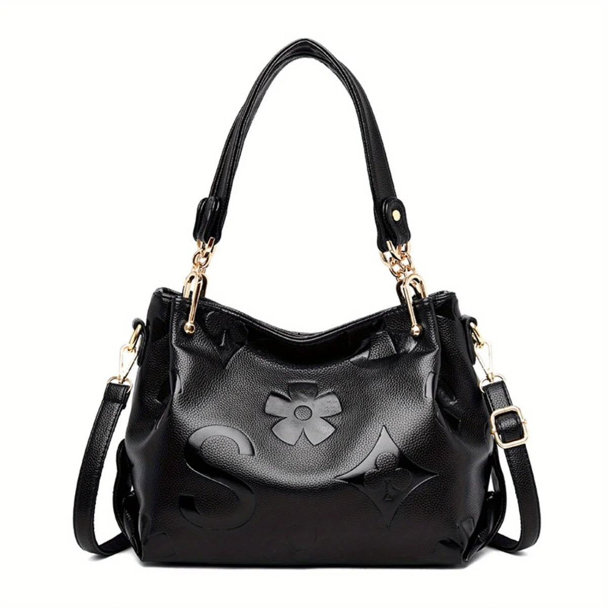 Floral PU Leather Large Tote Bag